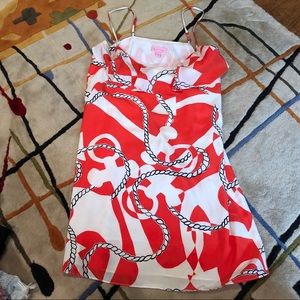 Lilly Pulitzer coral&white nautical pattern dress